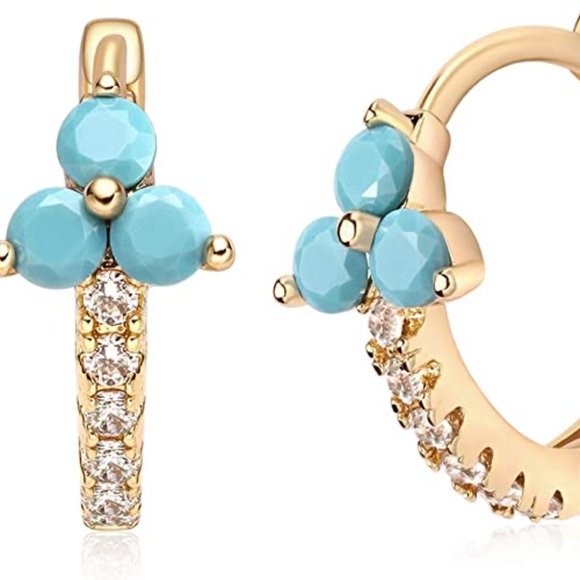 14K Gold Turquoise Earring - Picture 1 of 4
